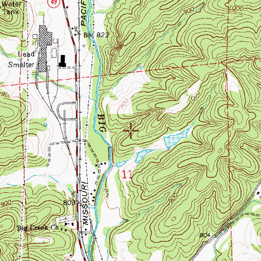 Topographic Map of Asarco Section 11 Lower Dam, MO
