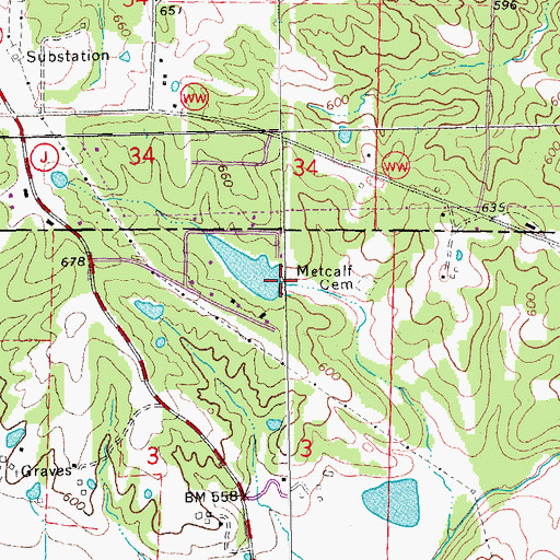 Topographic Map of Mudd Lake Dam, MO