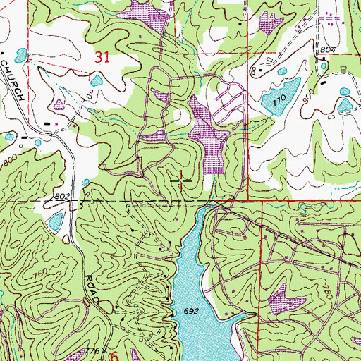 Topographic Map of Lake Scheffborg Dam, MO