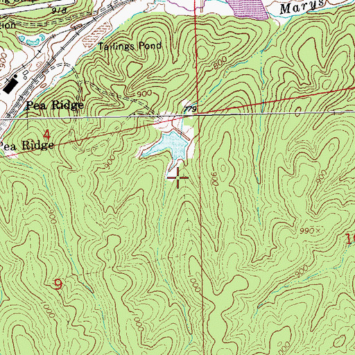 Topographic Map of Pea Ridge Incorporated Lake Dam, MO