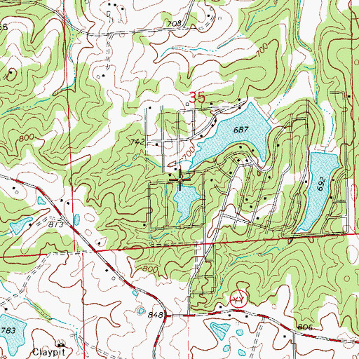 Topographic Map of Whispering Valley Lake Number 3 Dam, MO