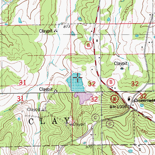 Topographic Map of Hedenkamp Lake Dam, MO