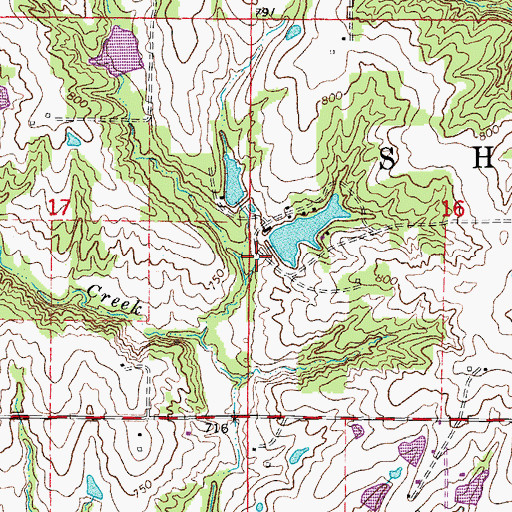 Topographic Map of Covington Lake Dam, MO
