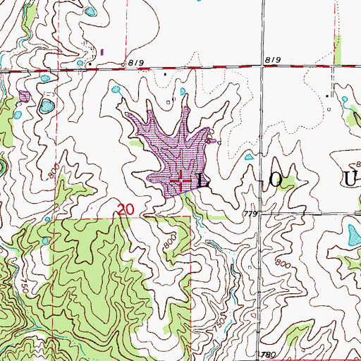 Topographic Map of Brown Lake Dam, MO