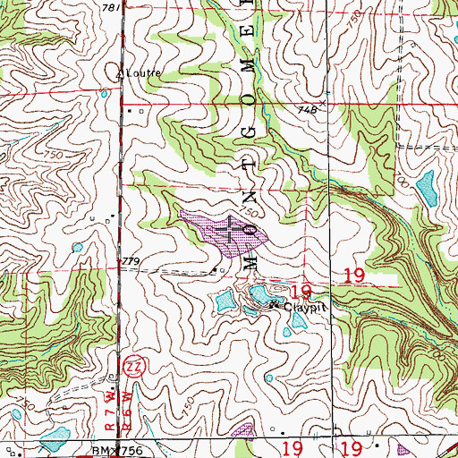 Topographic Map of Lone Rock Lake Dam, MO