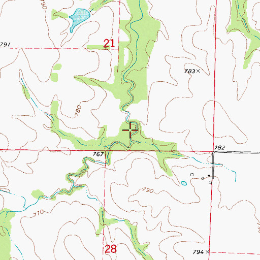 Topographic Map of Freyer Lake Dam, MO