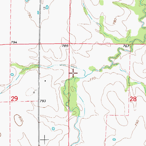 Topographic Map of Deimeke Lake Dam, MO