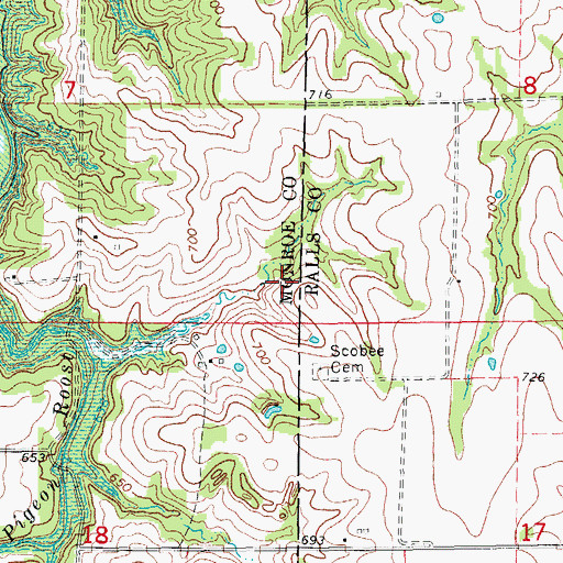 Topographic Map of Wood Acres Dam, MO