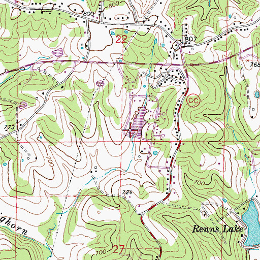 Topographic Map of Lakewood Dam, MO