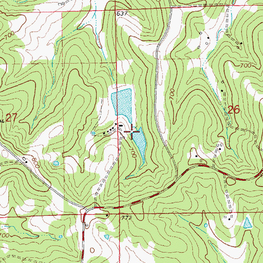 Topographic Map of Von Derosa Number 2 Lake Dam, MO
