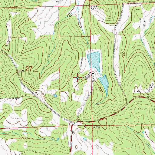 Topographic Map of Von Derosa Number 3 Lake Dam, MO