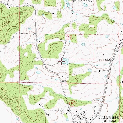 Topographic Map of Johns Lake Dam, MO