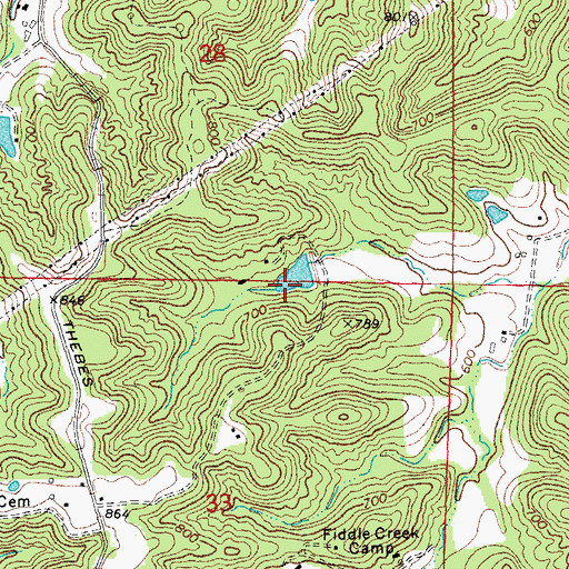 Topographic Map of Sherrel Lake Dam, MO
