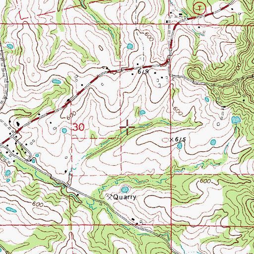 Topographic Map of Becker Lake Dam, MO