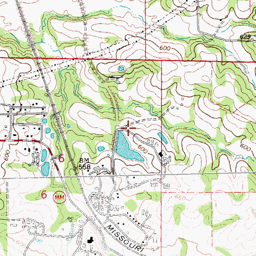 Topographic Map of Purina Lake Dam, MO