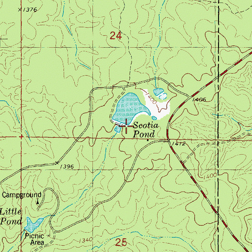 Topographic Map of Scotia Pond Dam, MO