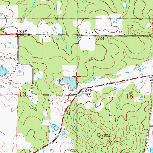 Topographic Map of Ballard Lake Section 13 Dam, MO