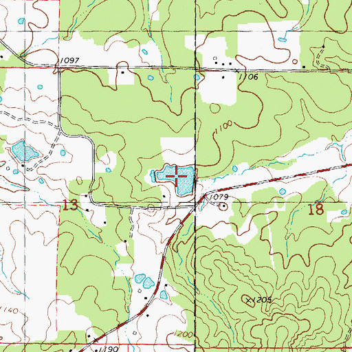 Topographic Map of Ballard Lake Section 13, MO