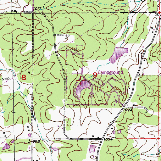 Topographic Map of Jellystone Park Dam, MO