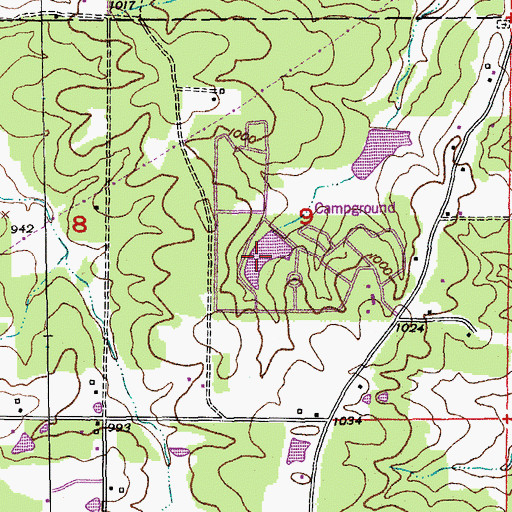 Topographic Map of Boo-Boos Lake, MO