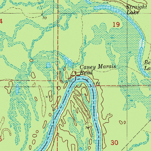 Topographic Map of Caney Marais Bend, AR