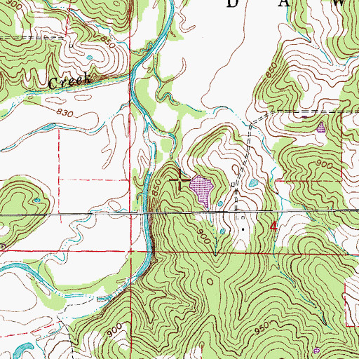 Topographic Map of McCloskey Lake Dam, MO