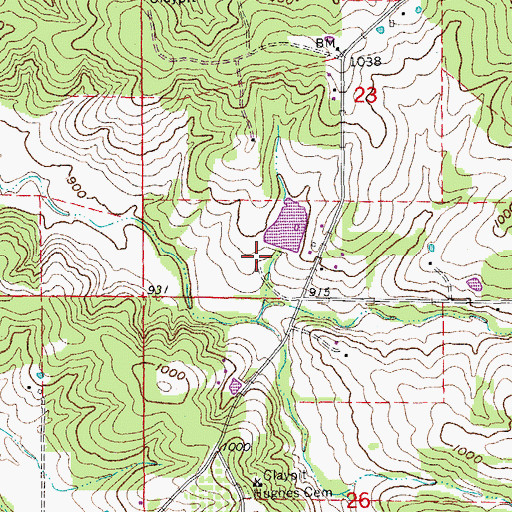 Topographic Map of Seliga Lake Dam, MO