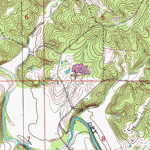 Topographic Map of Ryder Lake Dam, MO