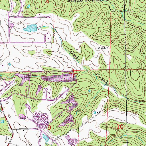 Topographic Map of Owl Creek Estates Lake Dam, MO