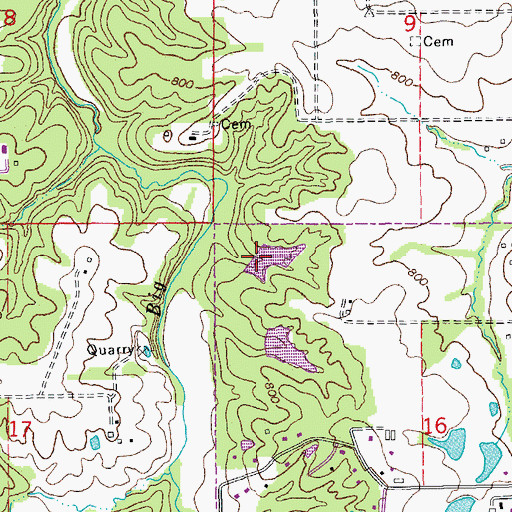 Topographic Map of Brady Lake Dam North, MO
