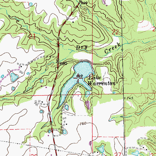 Topographic Map of Lake Warrenton Dam, MO