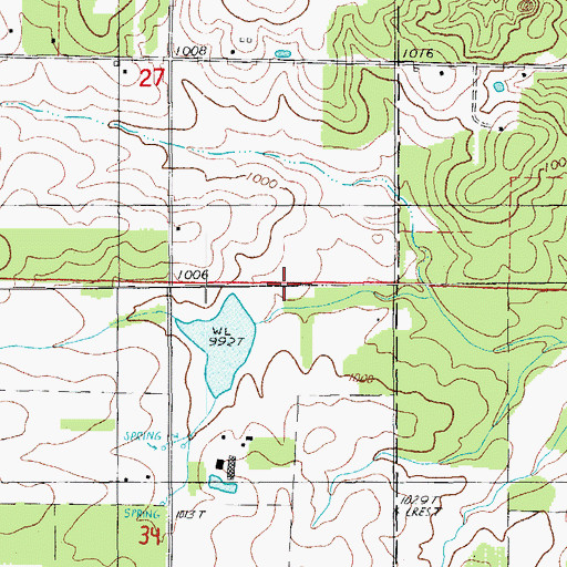 Topographic Map of Kennedy Dam, MO