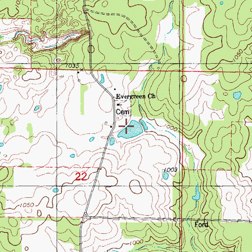 Topographic Map of Martin Lake Dam, MO