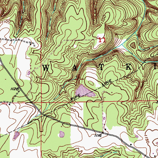 Topographic Map of Teeters Lake Dam, MO