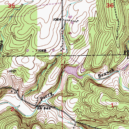 Topographic Map of Allison and Haas Lake Dam, MO
