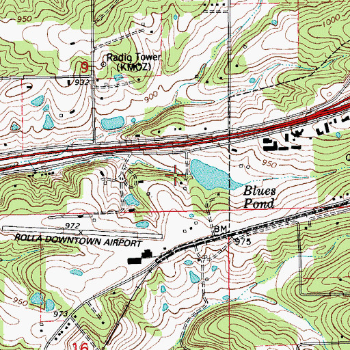 Topographic Map of Blues Pond Dam, MO