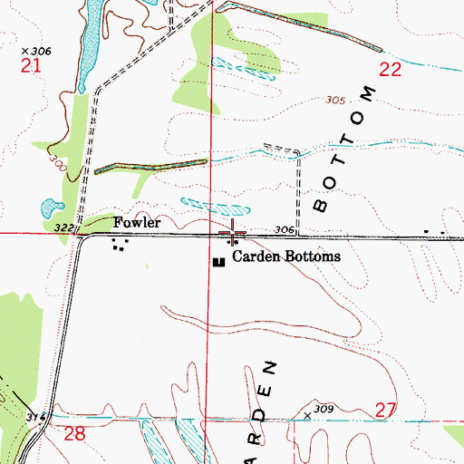 Topographic Map of Carden Bottoms, AR