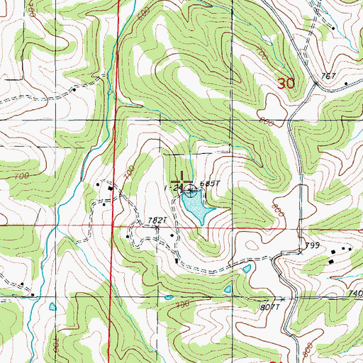 Topographic Map of Baumhoer Lake Dam, MO