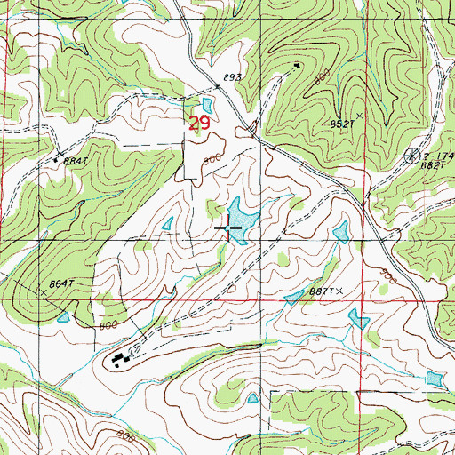 Topographic Map of JGF Farms Dam, MO