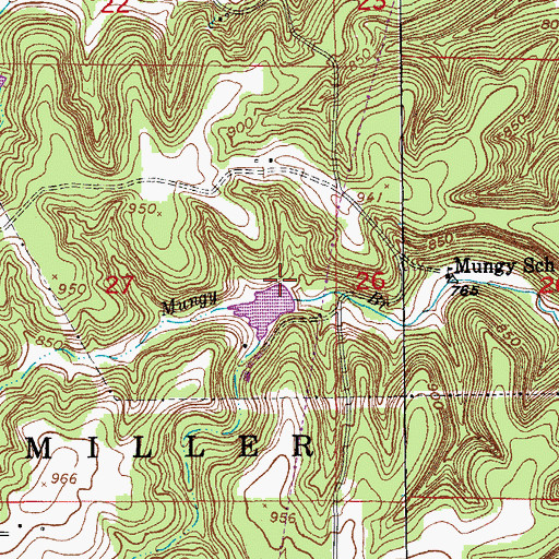 Topographic Map of Dennis Lake Dam, MO