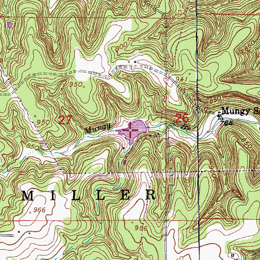 Topographic Map of Dennis Lake, MO
