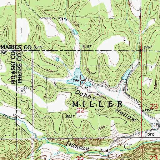 Topographic Map of Knoblauch Lake Dam, MO
