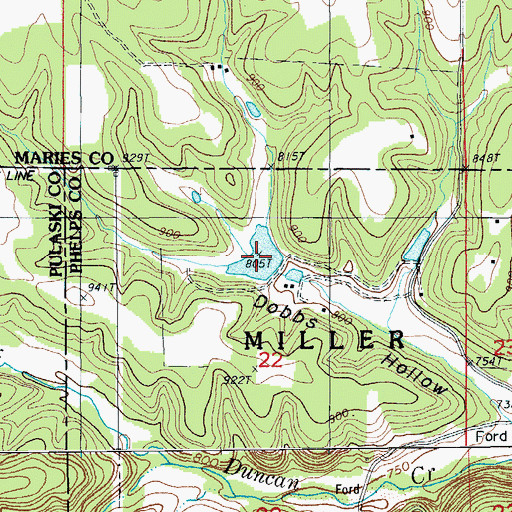 Topographic Map of Knoblauch Lake, MO