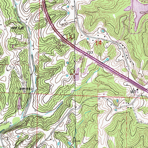 Topographic Map of Demarco Lake Dam, MO