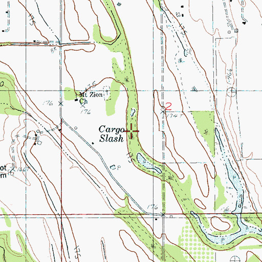 Topographic Map of Cargo Slash, AR