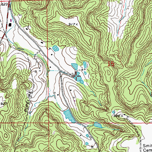 Topographic Map of A C Schneider Lake Dam, MO