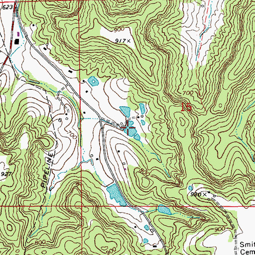 Topographic Map of A C Schneider Lake Dam, MO