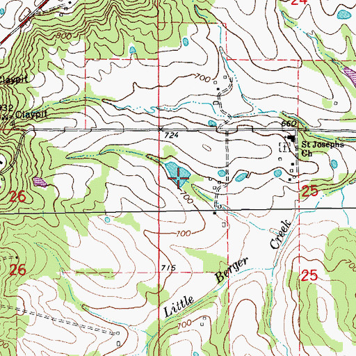 Topographic Map of Jasper Lake Dam, MO