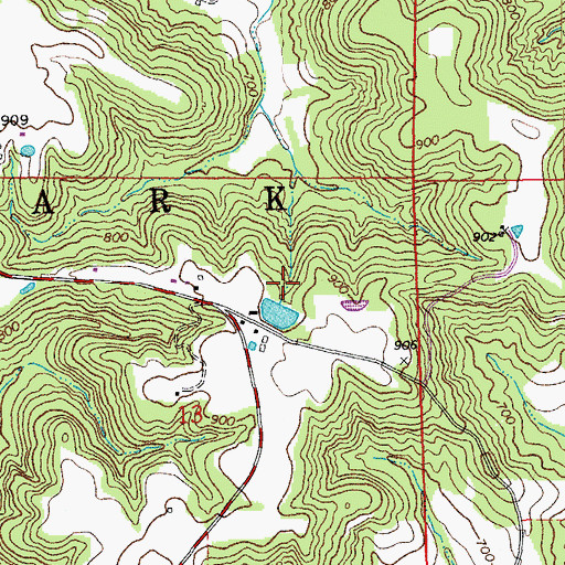 Topographic Map of Grebe Lake Dam, MO