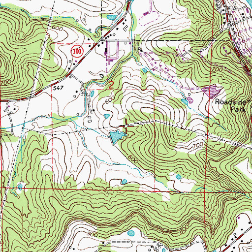 Topographic Map of Keiser Lake Dam, MO